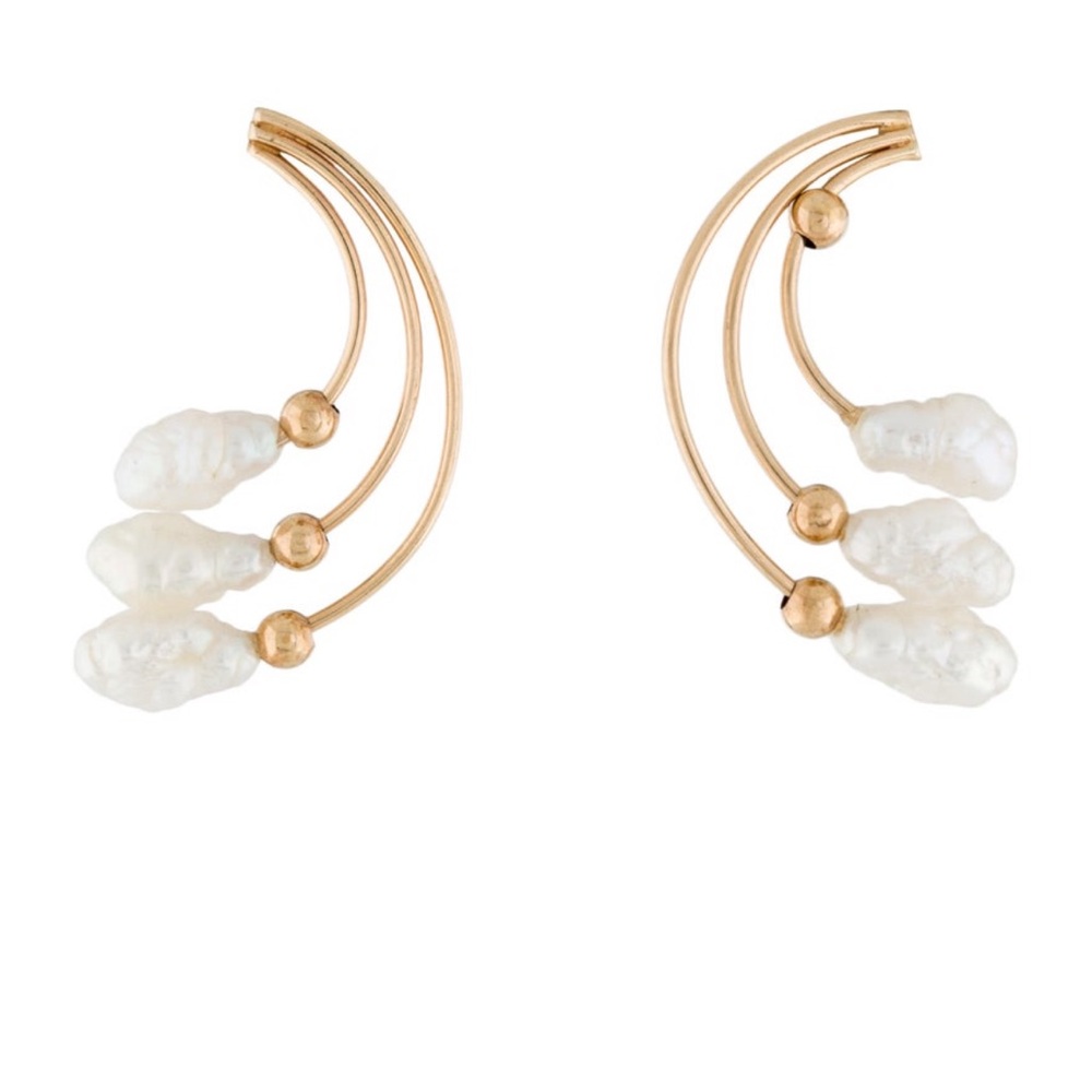 14k Solid Gold Pearl Earrings